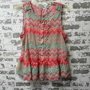 Elle Multicolor Chevron Sleeveless Blouse